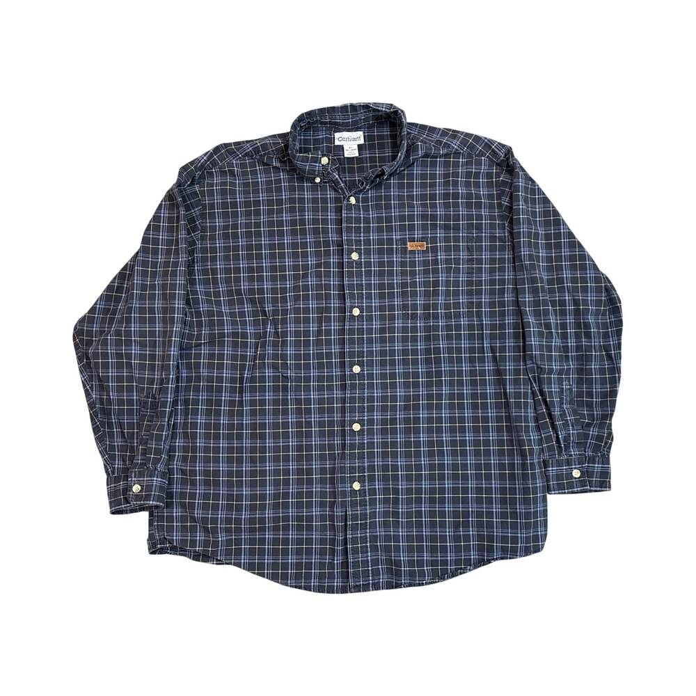 Carhartt S130BLB blue Checker plaid button up REG XL cotton western workwear